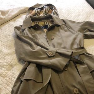 Burberry Raincoat with hood.
